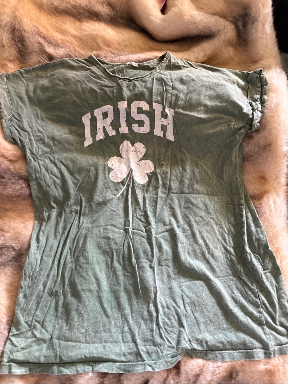 Irish Shamrock Graphic Tee dress — Olive Green